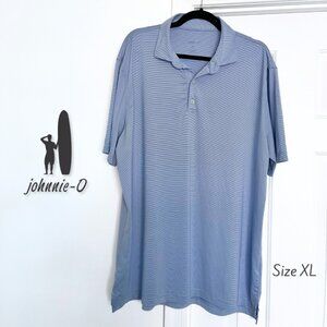 Johnnie-O Light Blue Striped Performance Jersey Polo Shirt | Size XL Short Sleev